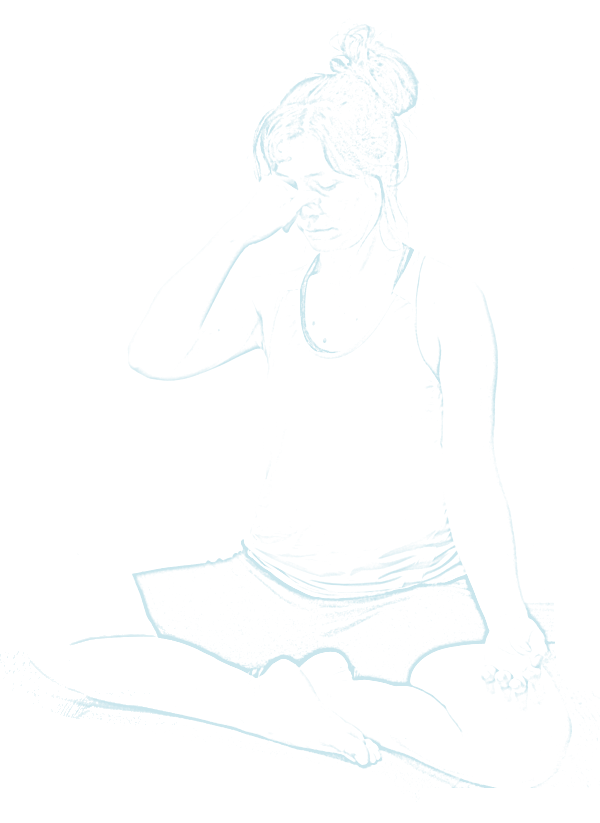 Anne Bramard pratiquant une respiration alternée (pranayama)